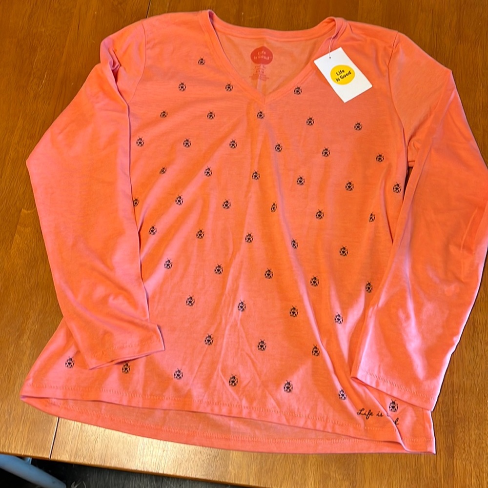 Life is Good Long Sleeve Ladybug Cool Tee Classic Fit size L